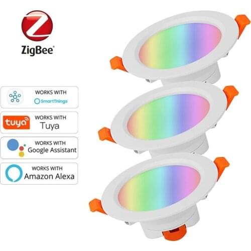 Zigbee 3.0 WiFi Tuya Smart Downlight 3.5/4 Inch RGBCW 7/10W LED Recessed Ceiling Light Voice Control Work With Alexa/Google Home
