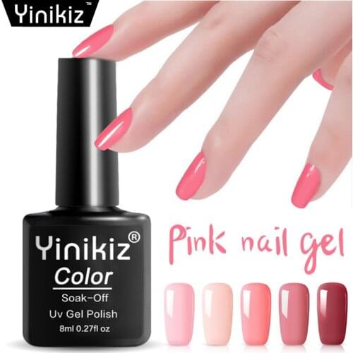 Yinikiz 8ml Pink Series Uv Nail Gel Polish Nail Art Manicure 5 Nude Colors Nail Lacquer Gel Glue Varnish