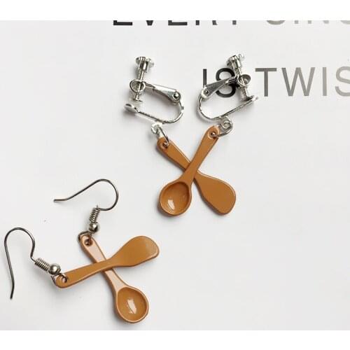 Funny Asymmetric Mini Scoop Spatula Earrings Personality Fashion Earring Ear Clip Female Creative Unique Chic Jewelry