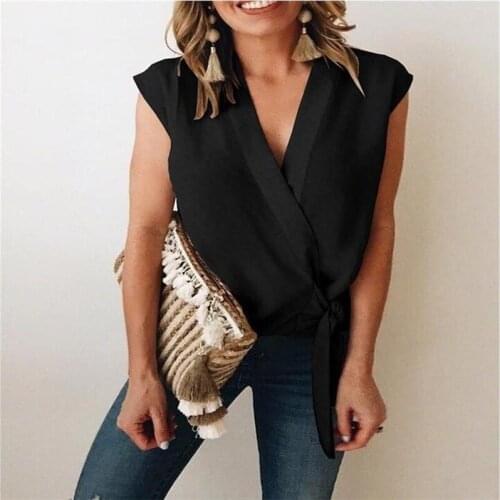 Large Size Blouse Shirt Women 2021 Female Solid Color Chiffon Shirts Casual Sleeveless Loose Top Clothing