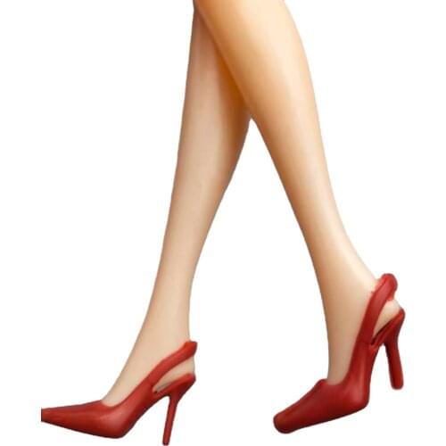 10 Pairs/lot Orange Red High Heel Dolls Shoes For Barbie Shoes Sandals Princess Foot Wear 1/6 BJD Doll Accessories Kids DIY Toys