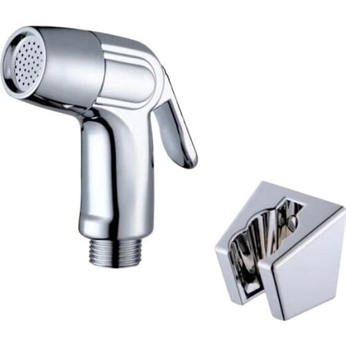 1P Chrome ABS Toilet Handheld Bidet Sprayer Shattaf Cloth Diaper Anal Enema Shower Head with Support