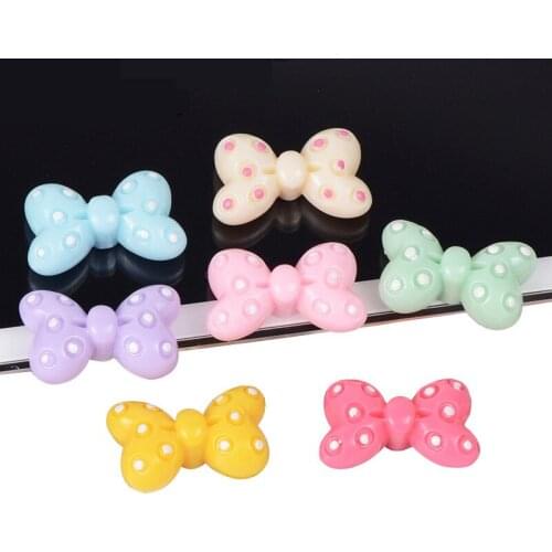20Pc 24mm Cute Resin Cartoon Bowknot Patch DIY Craft Supplies Phone Shell/Kids Hairpin Headwear/Earrings Pendant Craft Material