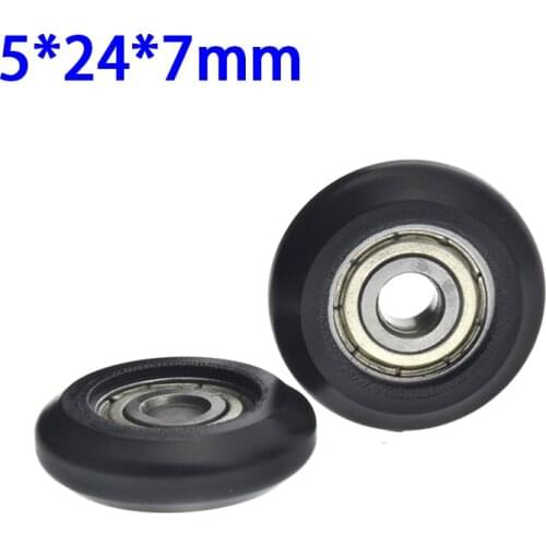 2020 profile 5*24*7mm Black European standard aluminum profile Nylon V-slot pulley roller wheel 625 plastic wheels