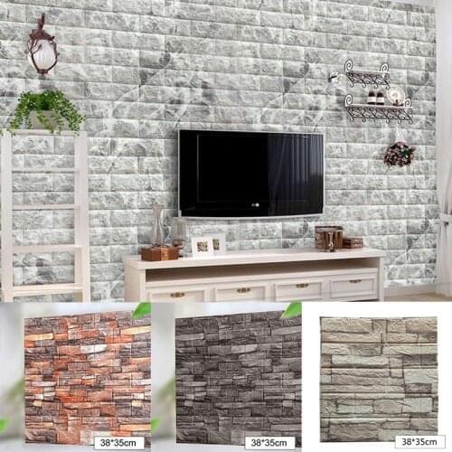 3d Three-dimensional Wall Stickers Living Room Bedroom Wall Brick Pattern Wallpaper Background Decorative Wall Sticker