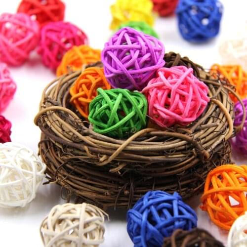 5pcs 3cm Multicolor Rattan Ball Diy Sepak Takraw Balls Home Ornaments &Christmas /Birthday /Wedding Party Decorations Kids Toys