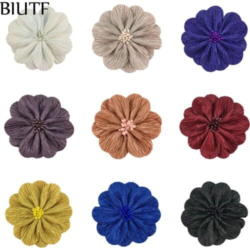 50pcs/lot 8.5cm Vintage Fabric Bark Ballerina Flower with/without Hair Clip 3.4 inch Wedding Decor Chic Hair Accessories TH299