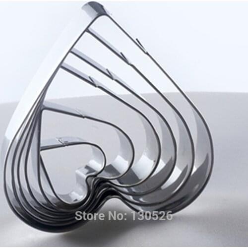 6Pcs New Heart Shape Mold for Cookies Stainless Steel Biscuit heart Mould Cookie Cutter Bakeware Kitchen Accessories