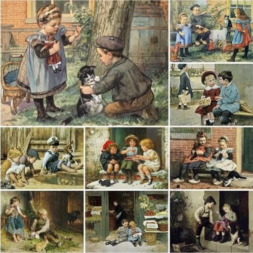 5D DIY Diamond Embroidery Kid ChildhoodMosaic Picture Diamond Painting Portrait Boy and Girl Wall Home Decor Gift