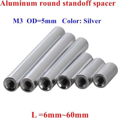 10pcs M3 Aluminum Silver Column M3*6/8/10/12/15/20/25/30/35/37/40/50mm Aluminum round standoff spacer Spacing screw RC Parts