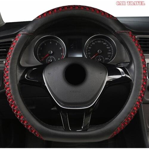 CAR TRAVEL Leather Car Steering Wheel Cover For Hondas Civics CRV BRV Fit Jazz Accords City Freed Mobilio Stream