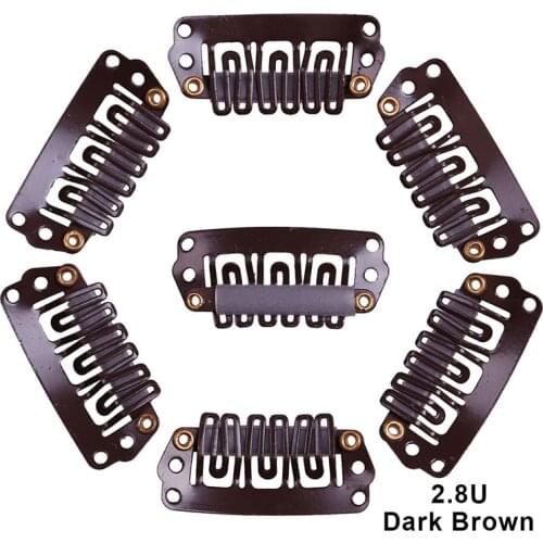 Free Shipping 100PCS 2.8cm 6 Teeth U shape Snap Metal Clips With Silicone Back For Clip In Hair Extension Tools Hair Accessories