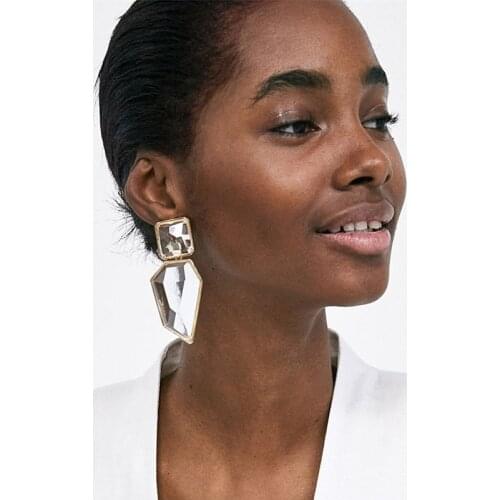 JURAN Exaggerated Big Geometric Statement Dangle Earrings For Women Boho Clear Resin OL Style Earrings 2021 ZA Jewelry