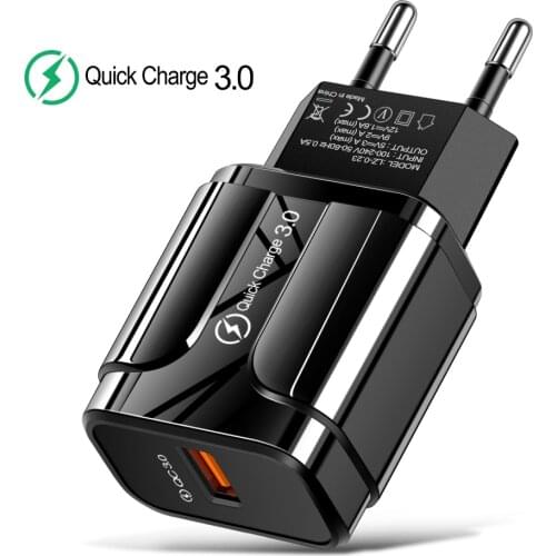 3A Quick Charge 3.0 USB Charger For iPhone 12 11 Pro EU Wall Mobile Phone Charger Adapter QC3.0 Fast Charging For Samsung Xiaomi