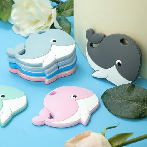 Chenkai 10PCS Baby Silicone Whale Teether Beads Cartoon Fidget Toys Nursing Babies accessories newborn health Pacifier