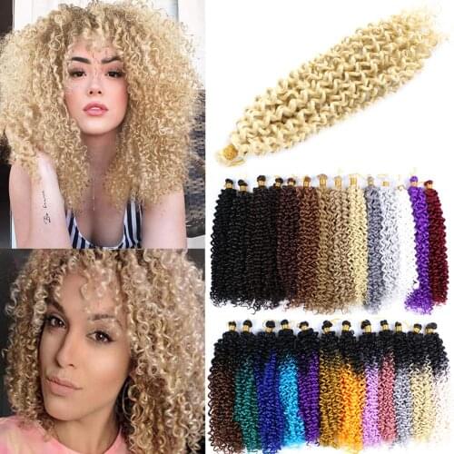 Curly Water Wave Hair Bulk 14" 24Strands Grey Purple Pink Blonde Afro Curly Crochet Braids Ombre Braiding Hair Extensions