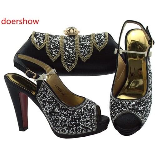 Doershow shoes and bag set Italian shoe with matching bag top selling ladies matching shoe and bag Italy shoe and bag!SLN1-2