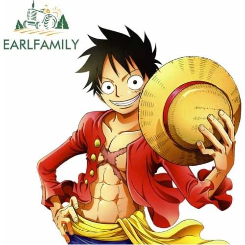 EARLFAMILY 13cm x 12.2cm for One Piece Luffy Personality Car Stickers Vinyl Waterproof Car Accessories Creative Decals