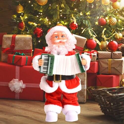 Electric Cute Santa Claus Doll Christmas Decoration Ornament Santa Playing Accordion adornos de navidad Kids New Year Gift