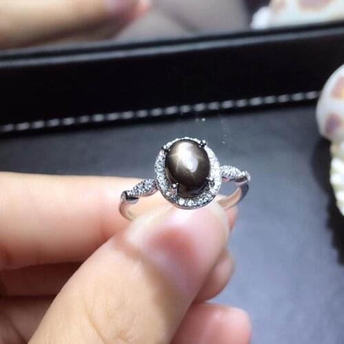 Natural Star Sapphire Ring S925 Sterling Silver Accessaries Party Fine Fashion Charming Jewelry for Women【FS Jewelry