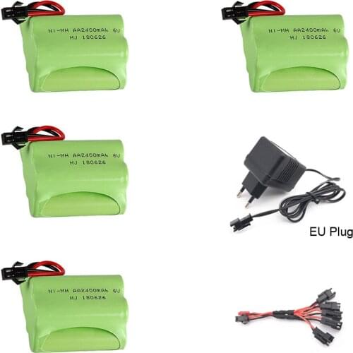 6V 2400mah AA NI-MH battery pack T Type with charger cable set for Remote control electric toy lighting security facilities tool