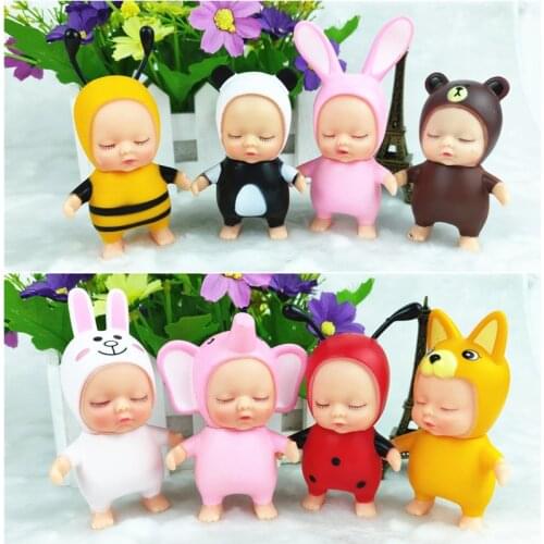 1pcs Cute supply sleep lovely baby dolls action figures kids pvc model Ornamental toys for Children gift Creative dolls