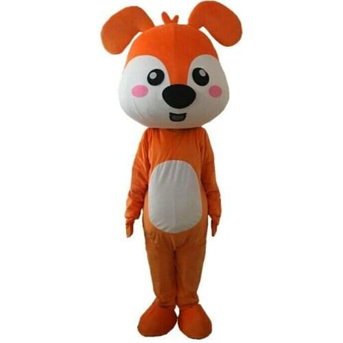 Dog Mascot Animal Cosplay Costume Orange Doll Set Adult Size Fancy Dress Set Pink Bow Decoration Cartoon Mascot Costumes