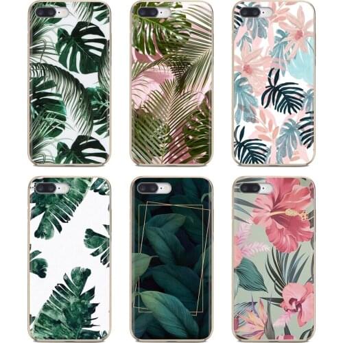Soft TPU Mobile Phone Accessories Bags For Huawei Nova 2 2i 3 3i Y3 Y5 Y6 Y7 Y9 Prime 2015 2016 2017 2018 2019 Palm Tree Leaves