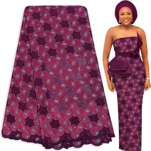 Fabricbob 2021 Latest Swiss Voile Lace 100 % Cotton Party Borer Embroidery 2.5 Yards Soft African Lace Fabric