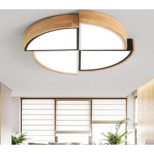 New Arrival LED Ceiling Lights With Wooden Frame For Living Room Lamp Ceiling Rooms Lights Round Bedroom Lighting