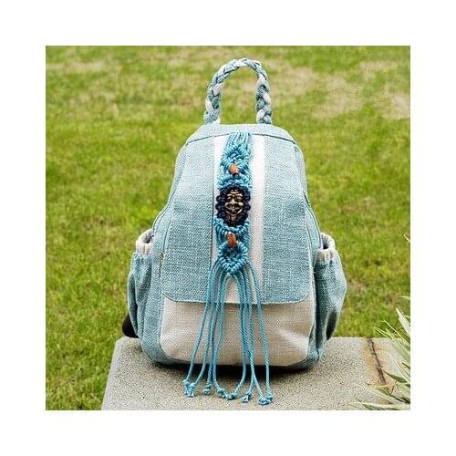 New coming national string appliques women casual backpacks!Nice Lady shopping zipper&hasp backrack All-match canvas backruck