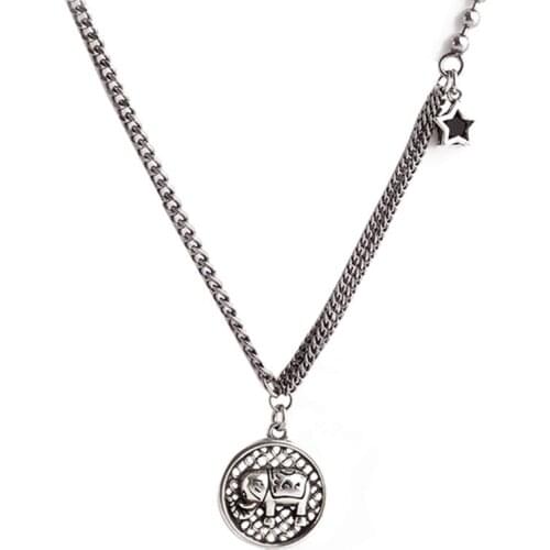 New Explosive Smiley Star Necklace Female Ins Hip-hop Elephant Clavicle Chain Simple Retro Sweater Chain Short Fashion