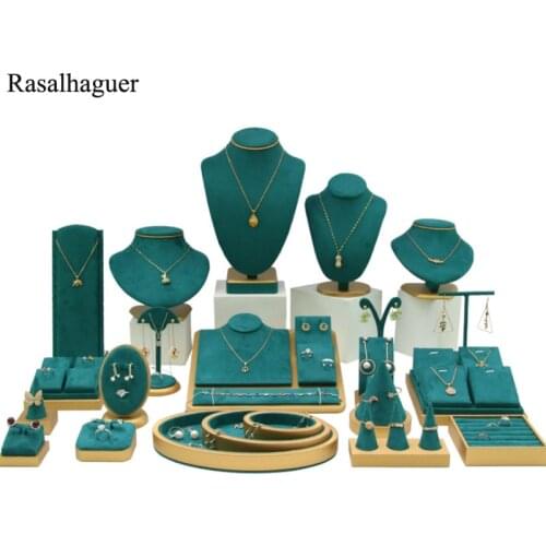 New Green Velvet Necklace Bracelet Ring For One Set Counter Women Jewellry Dispaly Jewelry Earring Holder Ornament Display Stand