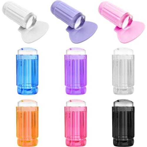 Single Head Nail Stamper With Scraper Set Manicure Nail Art Tool 2.8CM Nail Art Stamper Clear Silicone Jelly Nail Stamper Tool