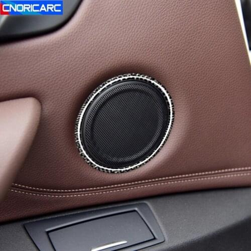 Carbon Fiber Car Door Stereo Speaker Decoration Cover Trim For BMW X1 F48 2016-2019 Interior Audio Speakers Circles Stickers
