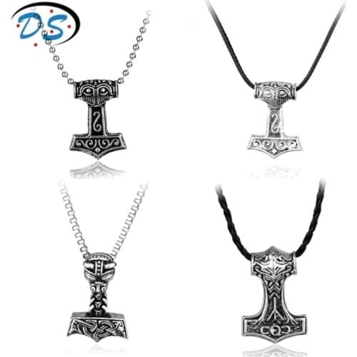 1 PC Viking Necklace Thor hammer Mjolnir Pendant Necklace choker for Men pendant Necklace Jewelry bijouterie
