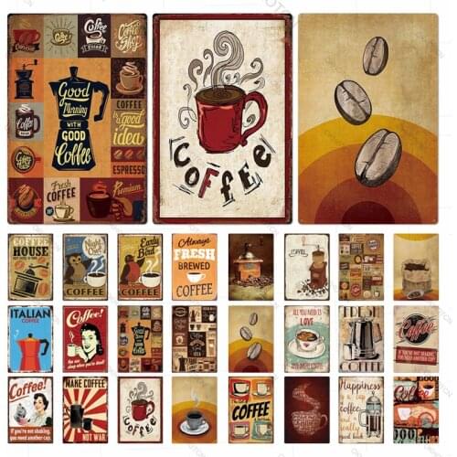 Coffee Shop Plate Poster Coffe Time Metal Sign Vintage Pub Bar Decor Tin Sign Home Decor Art Painting Wall Sticker 20x30CM