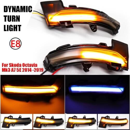Suitable Dynamic LED Turn Signal Lights For Skoda Octavia Mk3 A7 5E 2014 -2019 Rear Mirror Indicagtor Amber Car Accessories