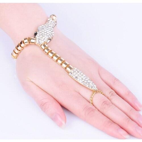 Exaggerated Fashion Personality Rhinestone CZ Environmental Protection Alloy Snake-shaped Bracelet