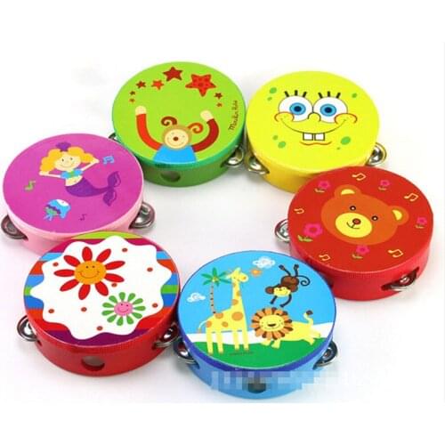 Random 1pcs Children Baby Toy Hand Drums Boys Musical Girls Instruments Animal Woody High Quality Kindergarten Kids Cute Kids