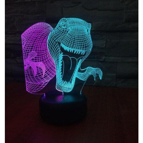 Tyrannosaurus Rex Led 3d Lamp Creative Colorful Touch Charging Stereo Gift Bedside Table Lamps For Living Room