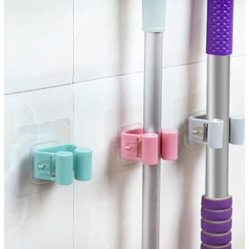 1pc Hole-free Mop Broom Storage Rack Hook Creative Seamless Bathroom Hook Hanger Bathroom Supplies