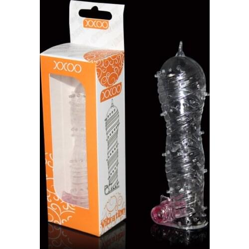 Vibrating Cock Sleeves Penis Cover Enlarger Reuseable Condom, Erection Impotence Aid