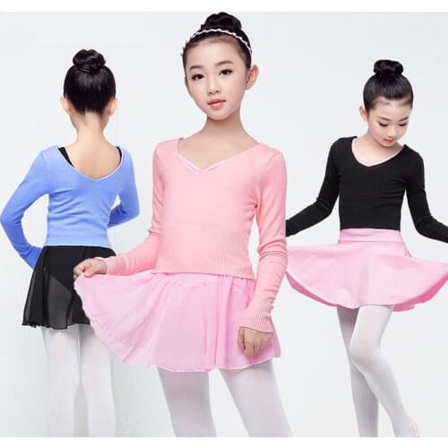 Knitted Sweater Kids Child Ballet Sweater Toddler Autumn Winter Warm Long Sleeve Dance Tops Black Pink V-neck