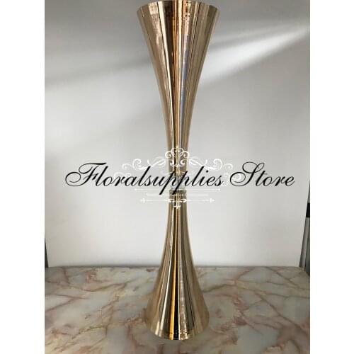 100cm Tall Floor Vases Decorative Gold Metal Trumpet Table Centerpiece Wedding Aisle Decorations