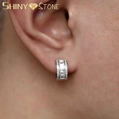 Iced Out Bling Women Men Jewelry Micro Pave Clear Cz Full Cubic Zirconia Circle Multi Row Small Huggie Hoop Earring