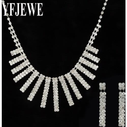 2017 Women New Fashion Jewelry Sets Nechlace And Wedding Bridal sliver plated Earrings Silver Plated Rhinestone For Party N203