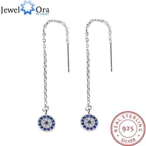 Fashion Real 925 Sterling Silver Drop Earrings Bicycle Tire Shape Blue Cubic Zirconia For Women Jewelry (Jewelora EA103023)