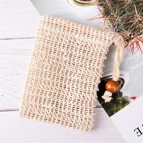 1PC Practical Natural Ramie Comfortable Blister Mesh Soap Saver Bag Foaming Net Shower Exfoliator Sponge Pouch