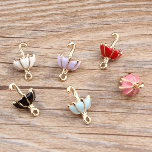 10pcs 11*19MM Korea DIY enamel 3D umbrella charms alloy small metal bracelet pendant accessories fashion jewelry dangle material